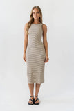 Kamber Striped Midi Tank Dress in Brown