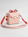 Womens Bowknots Box Shoulder Bags in Vegan Leather