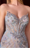 ELODIE GOWN STRAPLESS DRESS WITH FLORAL BEADWORK