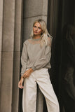 Sandry Tulle Crewneck in Olive FINAL SALE