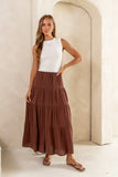 June Tiered Maxi Skirt in Brown FINAL SALE