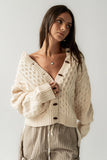 Noah Cable Knit Cardigan in Cream FINAL SALE