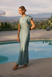 Hannah Satin Maxi Dress in Teal