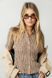 Connie Gingham Blouse in Brown FINAL SALE