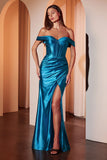 Lucienne Gown Off the Shoulder Satin Bustier Gown