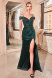 Cassius Gown Off The Shoulder Fitted Sequin Dress