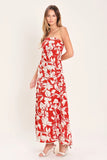 VIBRANT PETAL RED MIDI DRESS