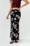 Eden Floral Midi Skirt in Black
