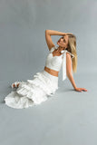 Dawn Bow Strap Bustier Top Tiered Ruffle Skirt Set