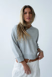 Eddie Collared Sweatshirt in Heather Grey