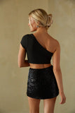 Kim High Rise Sequin Mini Skort