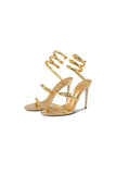 Gold Snake Wrap Open Toe High Heels Sandal