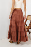 Kenzington Tiered Skirt in Brown FINAL SALE