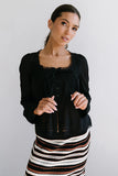 Taylor Sheer Blouse in Black FINAL SALE