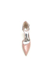 Nude Pink High Heels with Crystal Embellished Silver Buckle