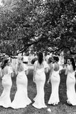 White Bow Back Mermaid Long Bridesmaid Dress