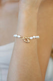 Freshwater Pearl and Gold Nugget Toggle Bracelet