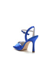 Crystal Flower Square Open Toe Cross Straps Chunky Heels