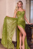 Stevie Gown Strapless Fitted Glitter Embellished Gown