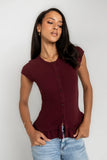 Misha Ruffle Top in Burgundy