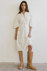 Eleanor Eyelet Lace Midi Dress in Cream FINAL SALE