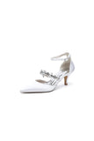 Pointed Toe Rhinestone Ankle Straps High Heels