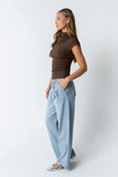 Kara Mock Neck Top in Brown