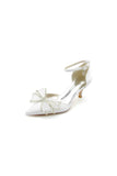 Champagne Pointed Toe Ankle Strap Wedding Shoes with Bow