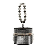 Silver Box Chain Handbag with Rhinestone