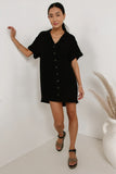 Button Up Mini Dress in Black FINAL SALE