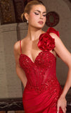 Winslow Gown Satin Dress With Rosette Shoulder