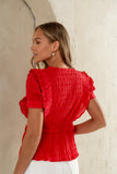 Holly Textured Blouse in Red FINAL SALE