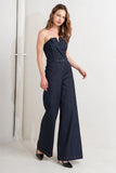 LE BONHEUR V CUT VOW DENIM JUMPSUIT FINAL SALE