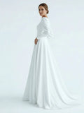Modest A Line Long Sleeves Wedding Dress Vintage Gown