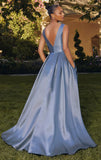 ANDERSYN GOWN MIKADO SATIN A LINE DRESS WITH POCKETS