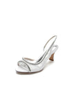 Elegant White Leather Sandals with Silver Chain Accent