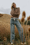 Mellanie Two Toned Baggy Jeans in Medium Wash FINAL SALE