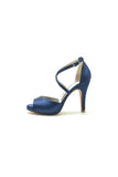 Navy Blue High Heels with Crossed Straps
