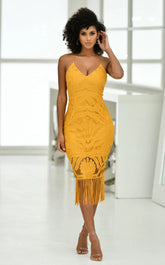 Khaleesi Dress Mustard Lace Dress With Fringe
