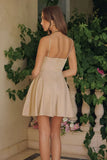 EILEEN MINI DRESS SHIMMER DRAPE A LINE MINI DRESS