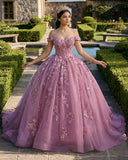 Floral Lace Sweetheart Corset Ball Gown Quinceañera Dress