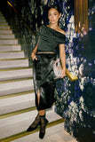Walter Vegan Leather Midi Skirt in Black
