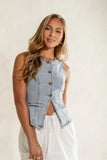 Piper Denim Button Up in Light Wash FINAL SALE
