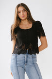 Angel Lace Trim Blouse in Black FINAL SALE