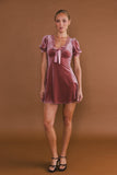 Roxanna Velvet Mini Dress in Mauve FINAL SALE