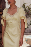 Amanda Lace Trim Maxi Dress in Butter Yellow