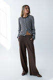 Ronda Ribbed Wide Leg Pants in Brown
