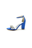 Crystal Embellished Open Toe Ankle Strap Pumps