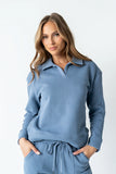 Patricia Collared Sweatshirt in Blue FINAL SALE