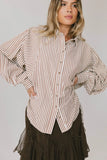Niri Striped Button Up in Brown FINAL SALE